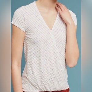 Maeve from Anthropologie White and Rainbow Striped Shirt